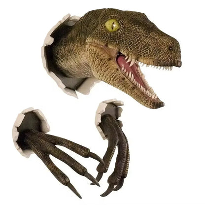 3D Dinosaur Wall Sculpture – T-Rex Breakthrough Wall Decor with Claws - 