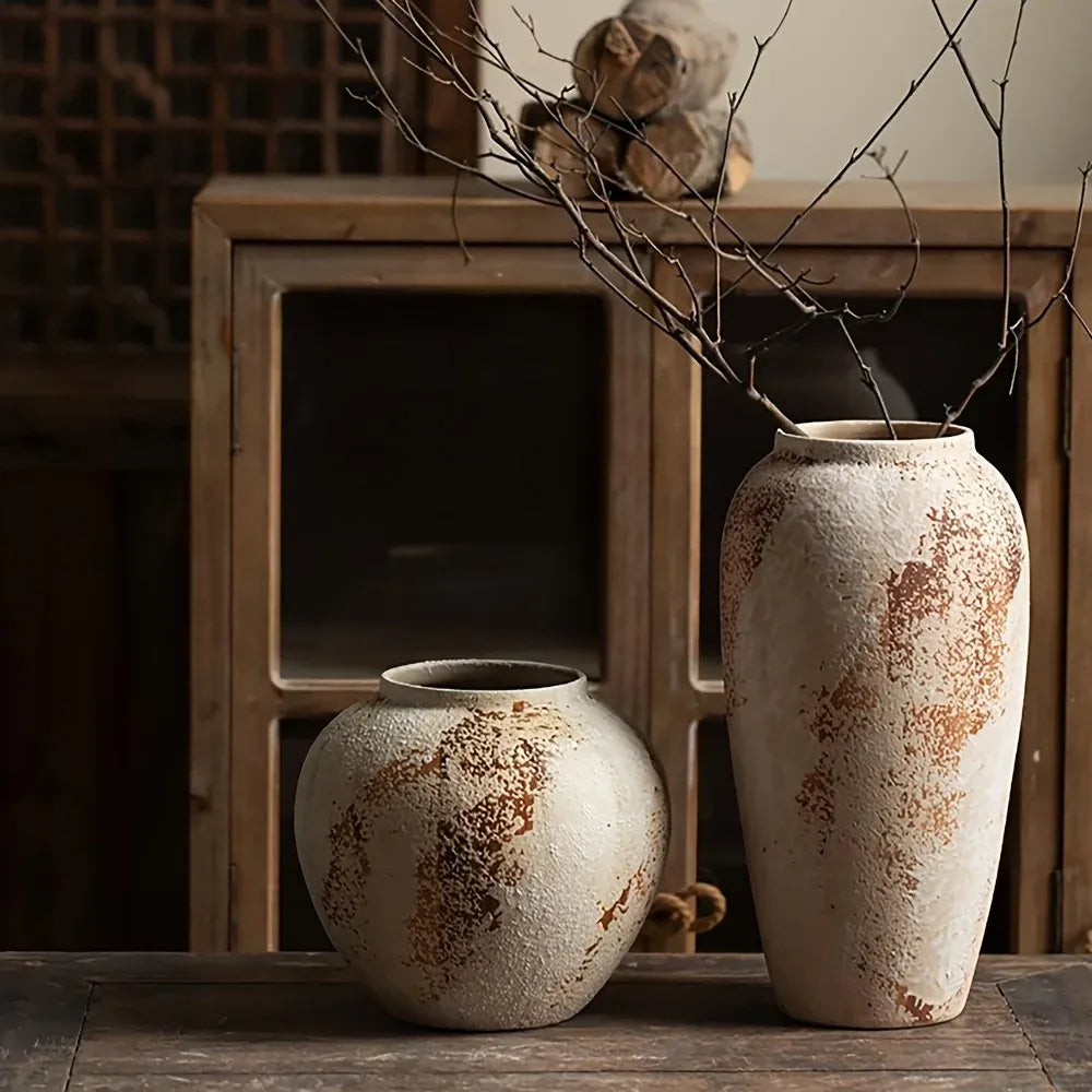 Vintage Speckled Ceramic Vase – Rustic Pampas Decor | Ninjanew