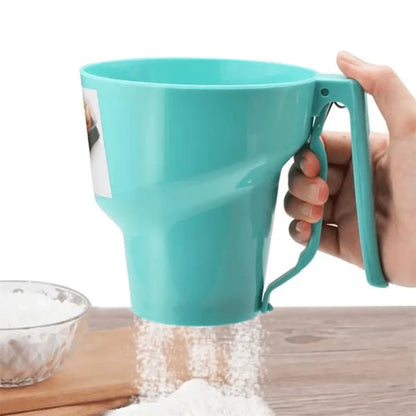 Ultra Flour Sifter – Fine Mesh, Squeeze Handle, Teal & Pink
