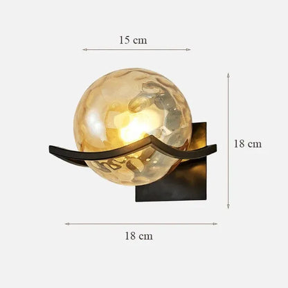 Wall light fixture with dimensions indicated on a white background