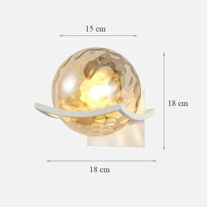 Wall-mounted light fixture with dimensions indicated on a white background
