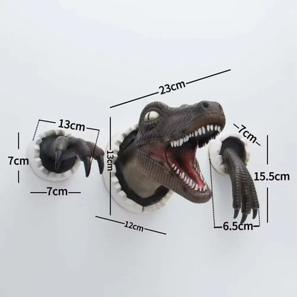 3D Dinosaur Wall Sculpture – T-Rex Breakthrough Wall Decor with Claws - 