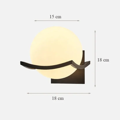 Wall lamp with dimensions indicated on a white background