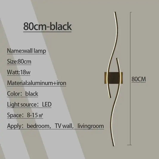 Wall lamp with specifications on a gray background