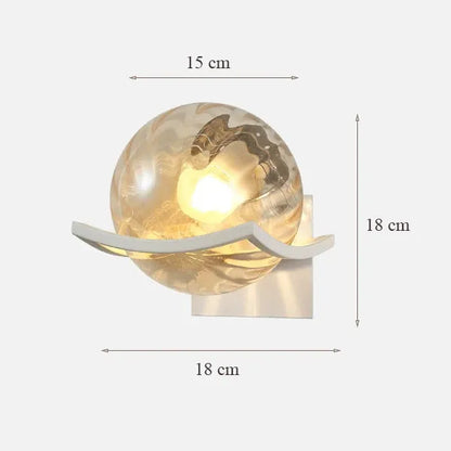 Wall light fixture with dimensions indicated on a white background
