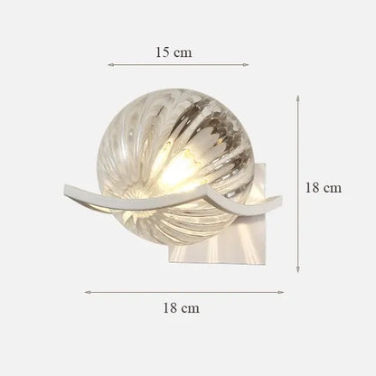 Wall light fixture with dimensions indicated on a white background