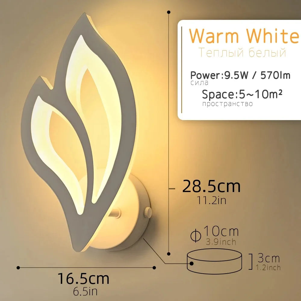 Wall light fixture with dimensions and power rating on a beige background