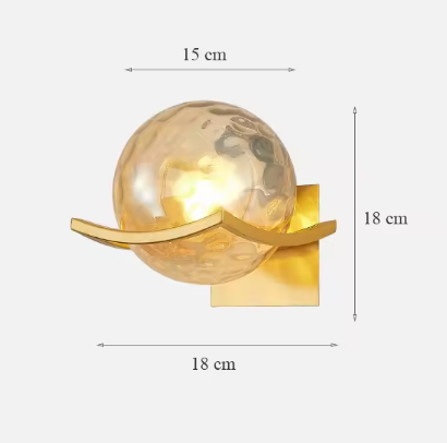 Wall sconce with dimensions labeled on a white background