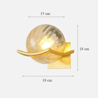 Wall lamp with dimensions indicated on a white background