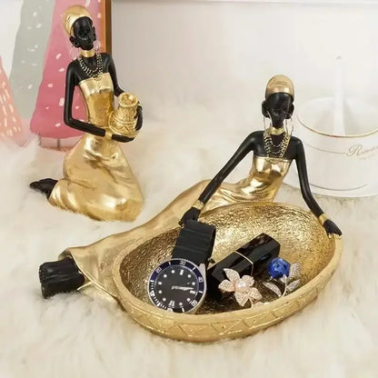 Artisan-Inspired Woman Sculpture Tray – Decorative Resin Organizer - Style 1