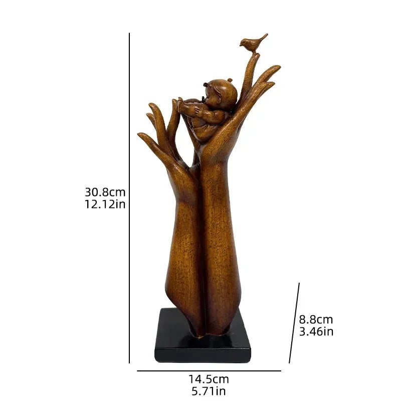 Hand of Aspiration Resin Sculpture – Wood Grain Abstract Hand Decor Statue - 
