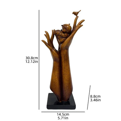 Hand of Aspiration Resin Sculpture – Wood Grain Abstract Hand Decor Statue - 