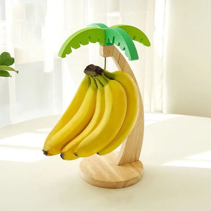 Wooden Banana Hanging Rack – Decorative Leaf Fruit Storage Stand