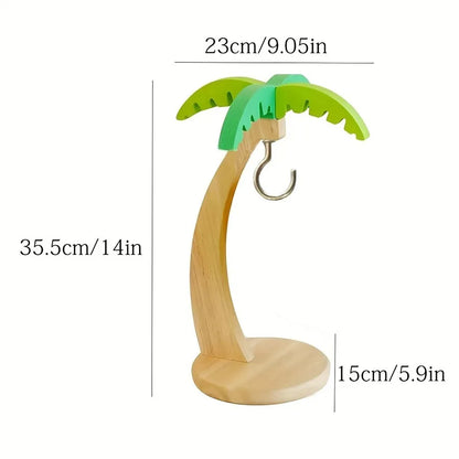 Wooden Banana Hanging Rack – Decorative Leaf Fruit Storage Stand