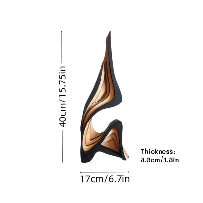 Abstract Wooden Streamline Sculpture – Minimalist Modern Art Statue for Bookshelf, Desk & Home Decor - 40cm