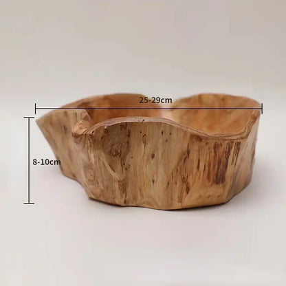Wooden bowl with measurements on a white background