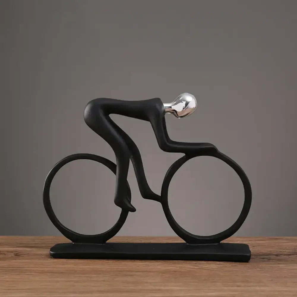 Abstract Resin Bicycle Cyclist Statue Bicycle Rider Statue Bike Racer Rider Figurine - Silver