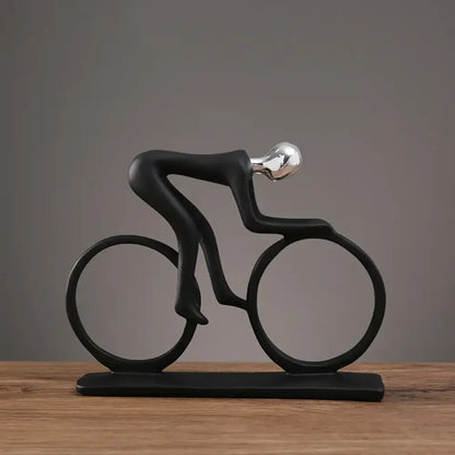 Abstract Resin Bicycle Cyclist Statue Bicycle Rider Statue Bike Racer Rider Figurine - Silver