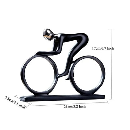 Abstract Resin Bicycle Cyclist Statue Bicycle Rider Statue Bike Racer Rider Figurine - Gold