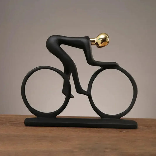 Abstract Resin Bicycle Cyclist Statue Bicycle Rider Statue Bike Racer Rider Figurine - Gold