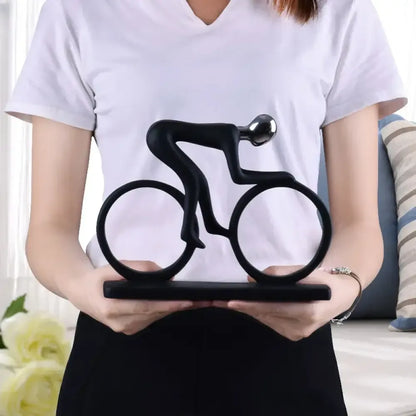 Abstract Resin Bicycle Cyclist Statue Bicycle Rider Statue Bike Racer Rider Figurine - Gold