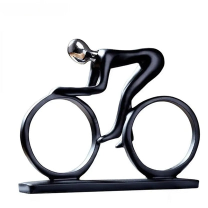 Abstract Resin Bicycle Cyclist Statue Bicycle Rider Statue Bike Racer Rider Figurine - Gold