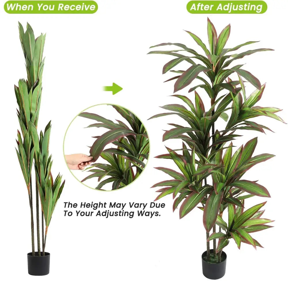 Adjustable Artificial Dracaena Plant | 120cm/150cm Tall Fake Tree in Pot for Home & Office