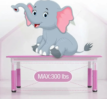 Adjustable Kids Table & 6 Chairs Set Graffiti Desktop Arts & Crafts Table - Pink
