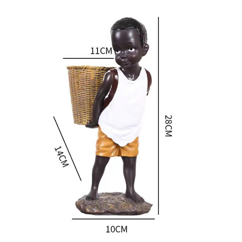 African Figurine Little Boy Tribal Kid Statue Sculpture