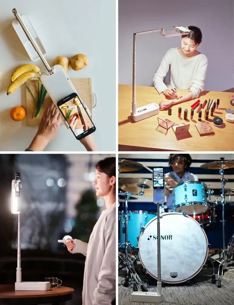 All-in-One Portable Phone Stand & Selfie Fill Light with Bluetooth Remote