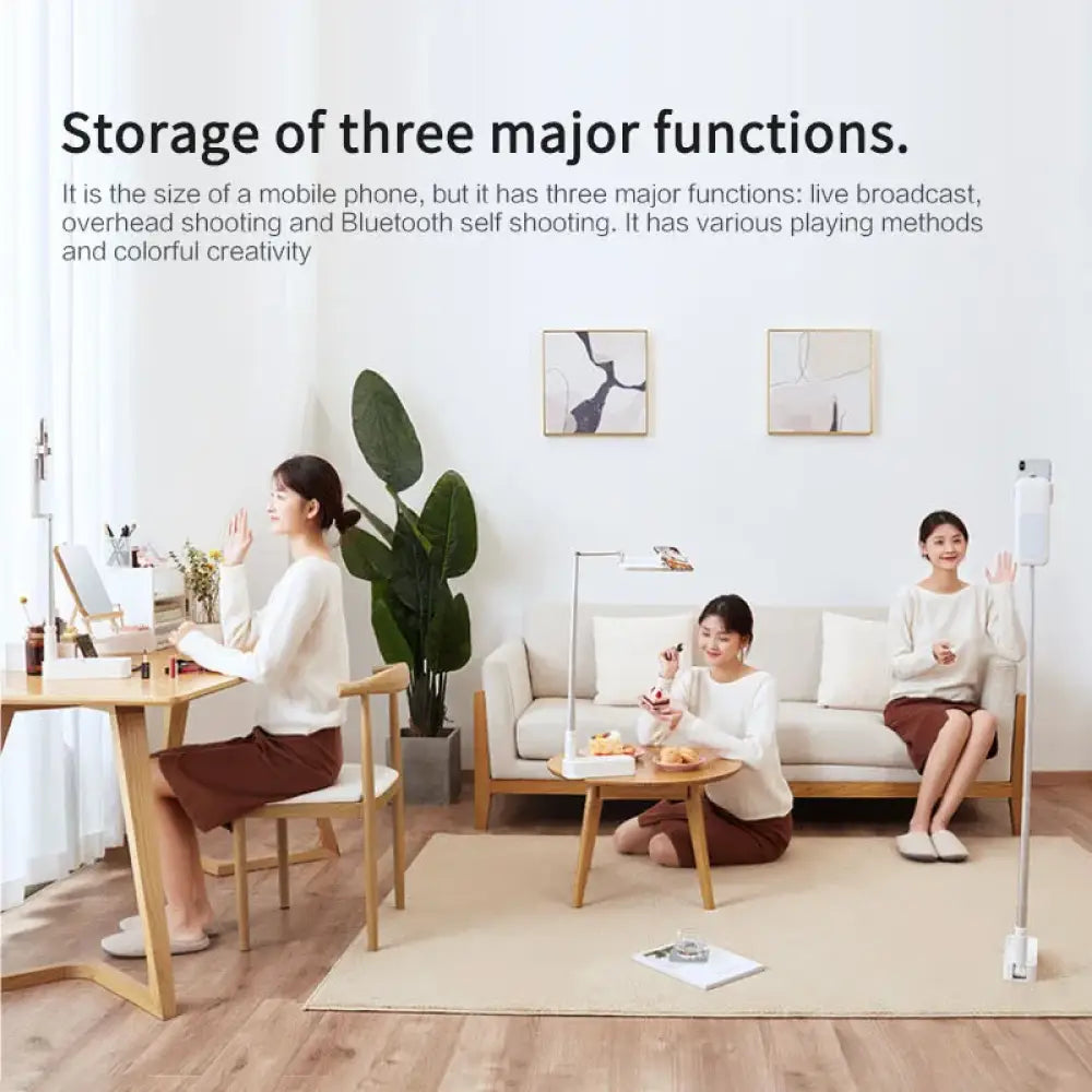 All-in-One Portable Phone Stand & Selfie Fill Light with Bluetooth Remote