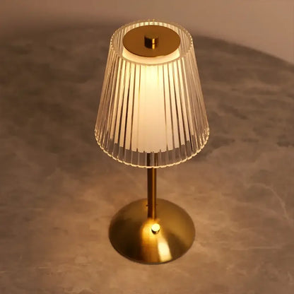 Alloy Touch Sensor LED Table Lamp Rechargeable, 3 Colors Dimmable Bedside & Bar Light - Golden