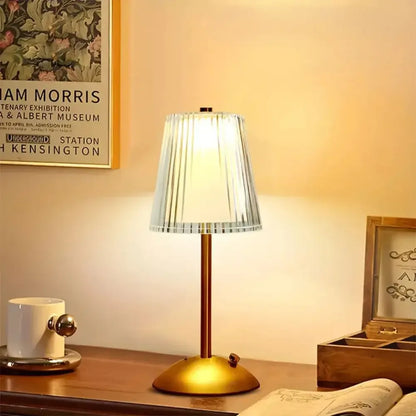 Alloy Touch Sensor LED Table Lamp Rechargeable, 3 Colors Dimmable Bedside & Bar Light - Golden