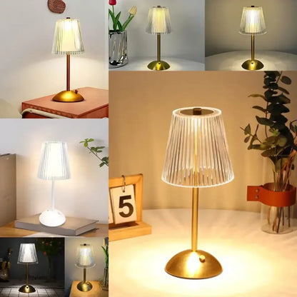 Alloy Touch Sensor LED Table Lamp Rechargeable, 3 Colors Dimmable Bedside & Bar Light - Golden