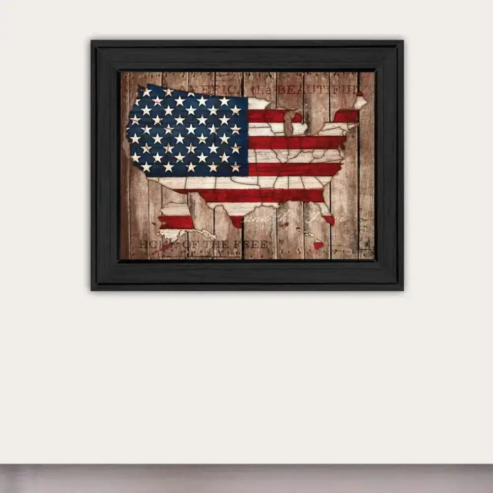 America the Beautiful Framed Wall Art 14x18" Black Frame Inspirational Decor