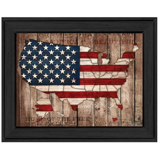 America the Beautiful Framed Wall Art 14x18" Black Frame Inspirational Decor