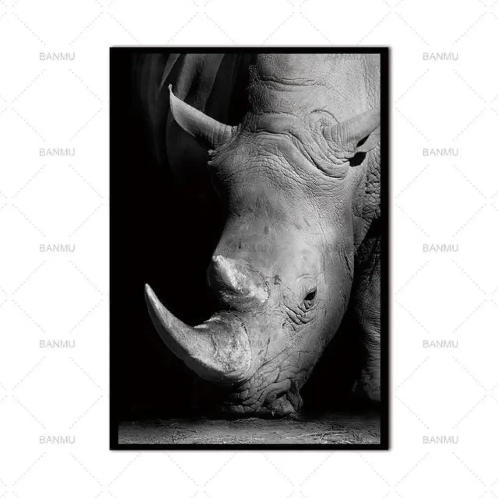 Animal Canvas Wall Art - 20cmx30cm / Rhino