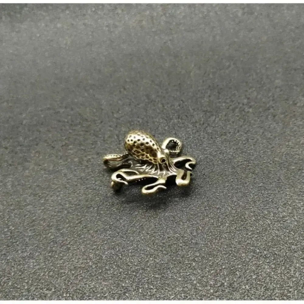 Antique Brass Octopus Figurine Solid Copper Miniature Desk Decor & Tea Pet