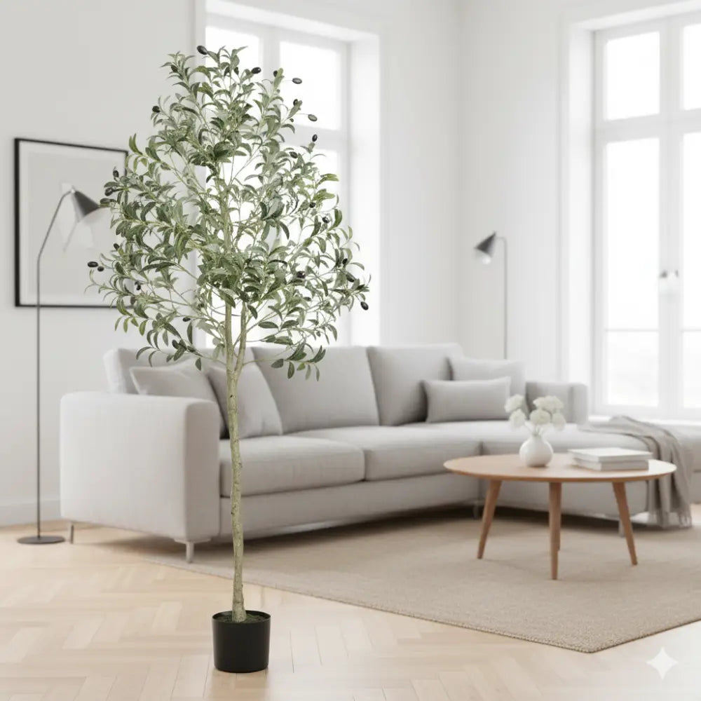 Artificial Olive Tree | Anti-Tip, Low-Maintenance Faux Plant for Home Decor