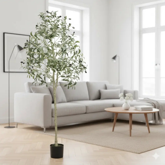 Artificial Olive Tree | Anti-Tip, Low-Maintenance Faux Plant for Home Decor