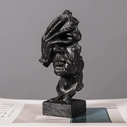 ARTLOVIN Vintage Thinker Figurine Abstract Face Art Sculpture - B -black
