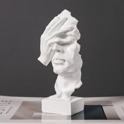 ARTLOVIN Vintage Thinker Figurine Abstract Face Art Sculpture - B -White