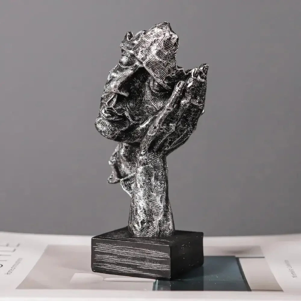 ARTLOVIN Vintage Thinker Figurine Abstract Face Art Sculpture - C -silver