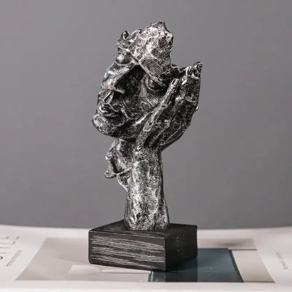 ARTLOVIN Vintage Thinker Figurine Abstract Face Art Sculpture - C -silver