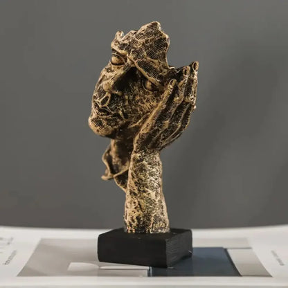ARTLOVIN Vintage Thinker Figurine Abstract Face Art Sculpture - C -gold