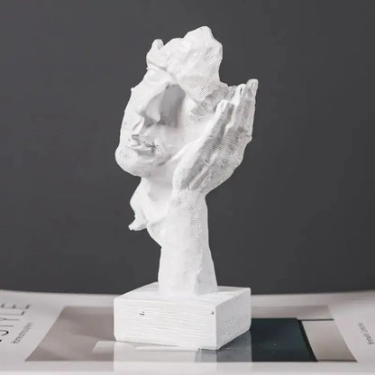 ARTLOVIN Vintage Thinker Figurine Abstract Face Art Sculpture - C -White