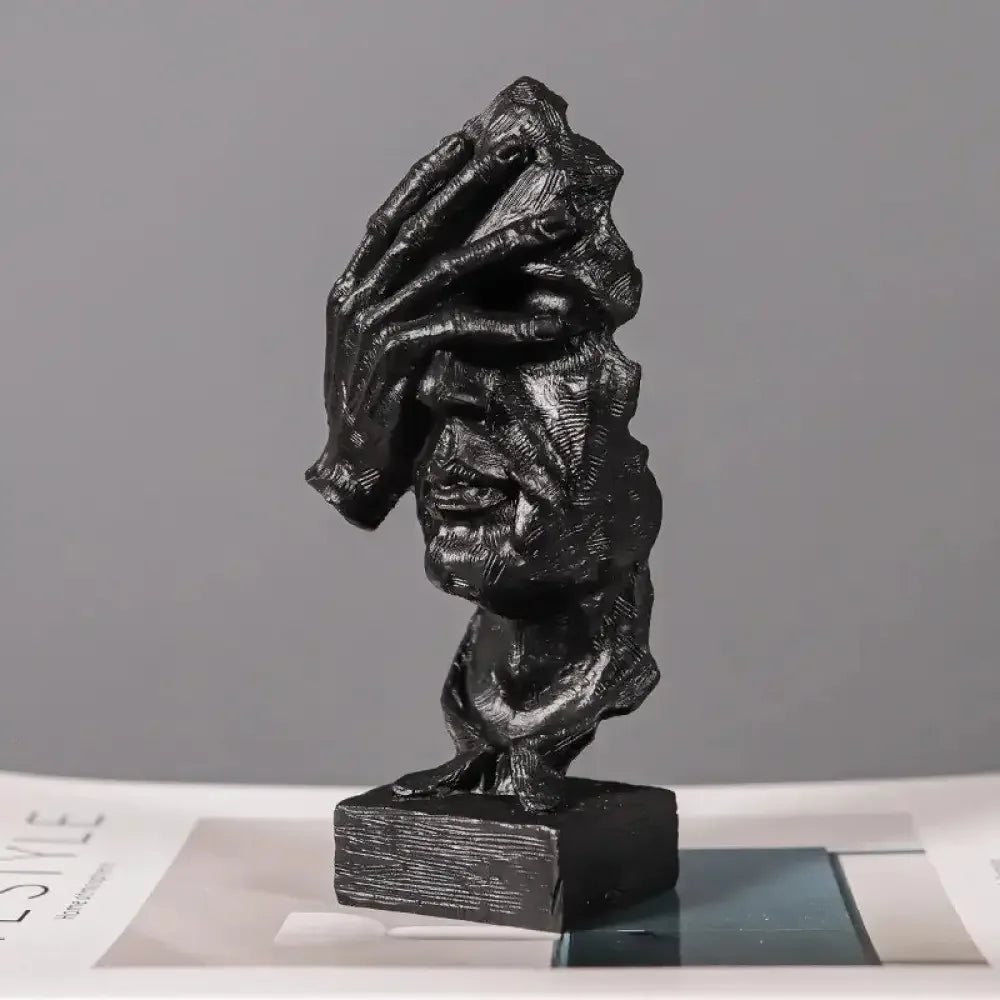 ARTLOVIN Vintage Thinker Figurine Abstract Face Art Sculpture - A -white