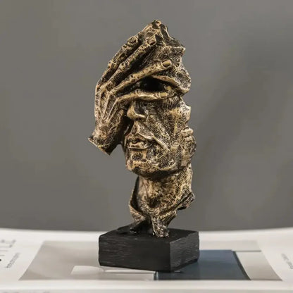 ARTLOVIN Vintage Thinker Figurine Abstract Face Art Sculpture - A -white