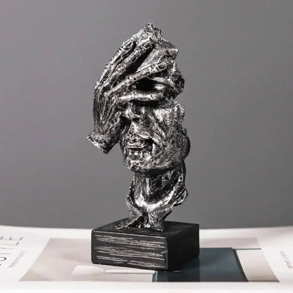 ARTLOVIN Vintage Thinker Figurine Abstract Face Art Sculpture - A -white