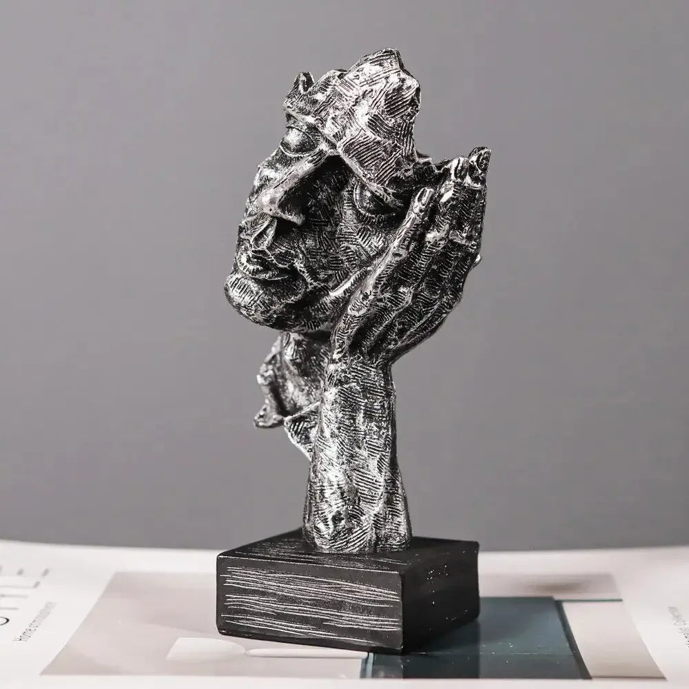ARTLOVIN Vintage Thinker Figurine Abstract Face Art Sculpture - A -white